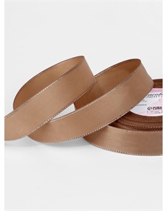 Лента репсовая, с серебряным люрексом, 25 мм, 23±1 м, бежевая №173 Арт узор