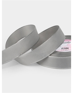Лента репсовая, с серебряным люрексом, 25 мм, 23±1 м, светло-серая №003 Арт узор