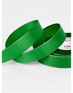 Лента репсовая, с серебряным люрексом, 25 мм, 23±1 м, зеленая №019 Арт узор