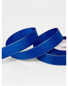Лента репсовая, с серебряным люрексом, 25 мм, 23±1 м, синяя №040 Арт узор