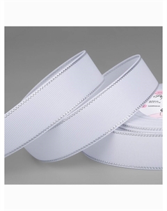 Лента репсовая, с серебряным люрексом, 25 мм, 23±1 м, белая №001 Арт узор