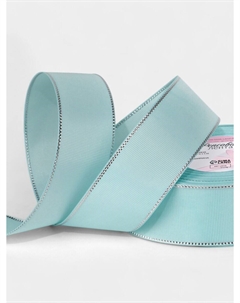 Лента репсовая, с серебряным люрексом, 40 мм, 23±1 м, светло-голубая №013 Арт узор