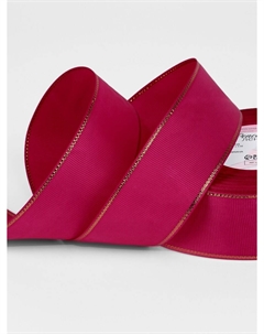 Лента репсовая, с золотым люрексом, 40 мм, 23±1 м, ярко-розовая №028 Арт узор