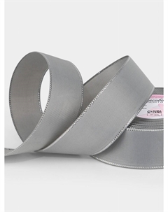 Лента репсовая, с серебряным люрексом, 40 мм, 23±1 м, светло-серая №003 Арт узор