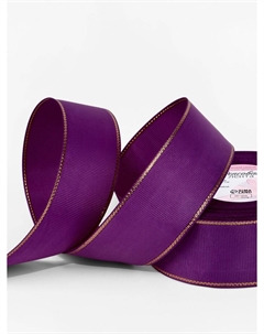 Лента репсовая, с золотым люрексом, 40 мм, 23±1 м, фиолетовая №046 Арт узор