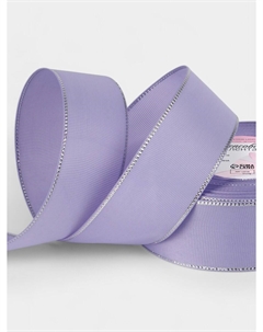 Лента репсовая, с серебряным люрексом, 40 мм, 23±1 м, сиреневая №021 Арт узор
