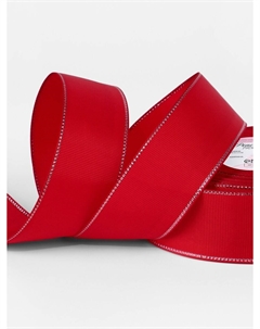 Лента репсовая, с серебряным люрексом, 40 мм, 23±1 м, красная №026 Арт узор
