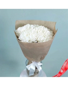 Букет «Белая мечта в крафте» из 5 белых хризантем Azalianow цветы. подарки. декор