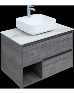 Тумба под раковину со столешницей Карлстад 75 дуб рошелье, монте тиберио, с отверстием для смесителя Stworki