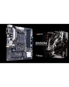 Материнская плата B550MX/E PRO, SocketAM4, AMD B550, 4xDDR4, 2PCI-Ex16, 4SATA3, 7.1-ch, GLAN, 6 USB 3.2, VGA, DVI, HDMI, mATX, Retail Biostar