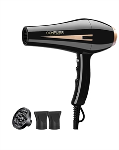 Фен для волос 2400W с постоянной температурой и быстрой сушкой KF-8894A Confu, Black (and windshield)