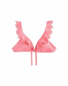 Верх бикини LASER CUT FRILL PLUNGE CROP, розовый Next