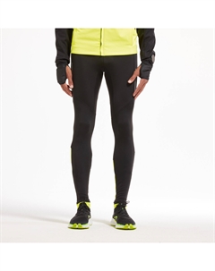 Штаны для бега длинные колготки Warm мужские черные/желтые лимитированная серия, черный/неоновый желтый лайм Kiprun