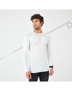 Беговая рубашка с длинными рукавами зимняя Skincare мужская белая, белый/жемчужно-серый Kiprun