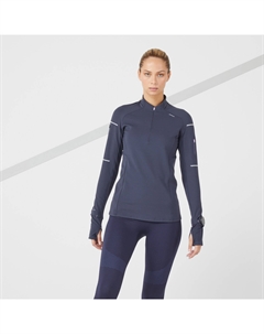 Беговая рубашка зимняя Light с длинными рукавами теплая женская синяя, темно-синий Kiprun