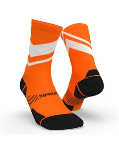 Носки для бега Mid Run 900 толстые красно-белые, неоновый кроваво-оранжевый Kiprun