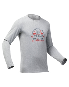 Лонгслив мужской туристический NH100, серый Quechua