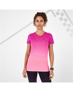 Футболка для бега с короткими рукавами дышащая Care женская красная, неоновый розовый/белый Kiprun