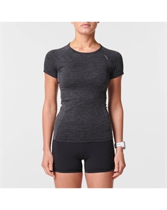 Футболка для бега Skincare женская черная/серая, черный Kiprun