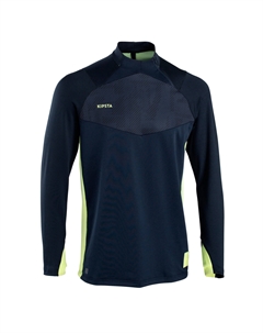 Футбольная толстовка для взрослых на молнии 1/2 Traxium, темно-синий/желтый Kipsta