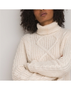 Пуловер с высоким воротником из трикотажа с витым узором  бежевый Laredoute