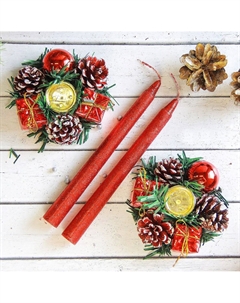 Свеча новогодняя с подсвечником Зимнее волшебство