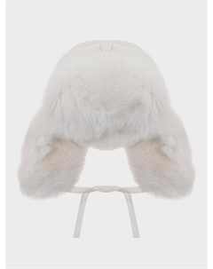 Шапка ушанка с отделкой из меха, белая Chobi