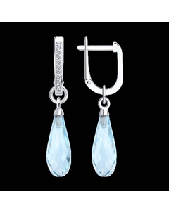 Серьги из белого золота с топазами и бриллиантами выращенными Sokolov