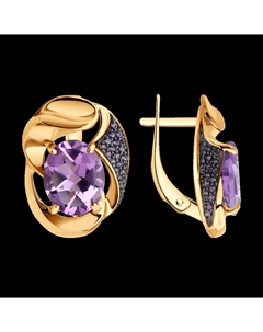 Серьги из золота с аметистами и сиреневыми фианитами Sokolov