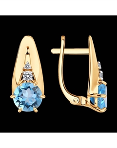Серьги из золота с голубыми топазами и фианитами Sokolov