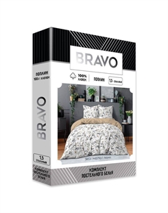 Комплект постельного белья Bravo Collection Мони, 1.5-сп, нав. 70х70 см, поплин Ардасов а.