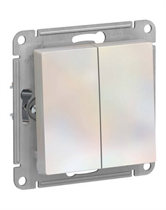 Выключатель двухклавишный кнопочный ATN000417 AtlasDesign сх.2, 10А, механизм, Жемчуг Systeme electric