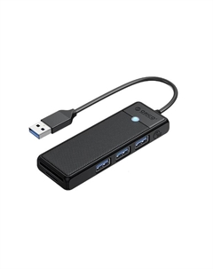 Разветвитель PAPW3AT-U3-015-BK-EP с 3xUSB-A 3.0, 1xTF/SD, 5 Гбит/с, подключение через USB-A, кабель 0,15м, чёрный Orico