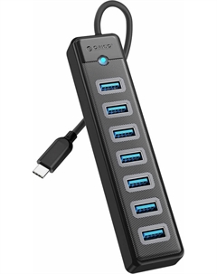 Концентратор PW7U-C3 7*USB-A 3.0, 5 Гбит/с, подключение через USB-С, кабель 0,15м, черный Orico