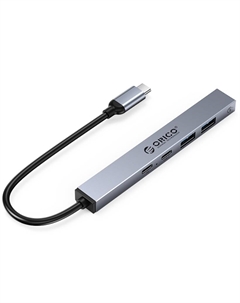 Разветвитель -BHC1-5CP-GY-BP 1*USB-A 3.0, 5 Гбит/с, 2*USB-A 2.0, 480 Мбит/с, 1*USB-C PD 60 Вт, 1*USB-C 2.0, 480 Мбит/с, подключение через U Orico