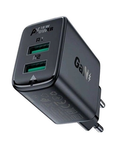 Сетевое зарядное устройство ACEFAST A33, 2xUSB-A, 18Вт, 3A, черный Acefast