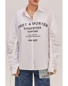 Рубашка хлопковая с рукавами на кулиске и принтом Pret-A-Porter Eve&esther