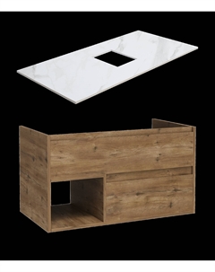 Тумба под раковину со столешницей Карлстад 90 дуб рустикальный, монте тиберио Stworki