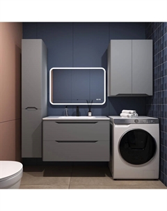 Тумба под раковину без столешницы Марелла 90 подвесная, антискрейтч, серая Style line