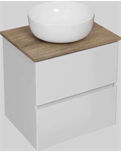 Тумба под раковину со столешницей Колдинг 60 белая, матовый орех Stworki