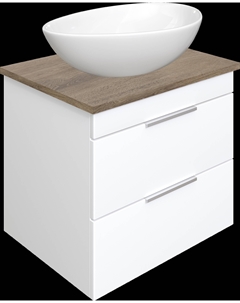Тумба под раковину со столешницей Копенгаген 60 белая, матовый орех Stworki