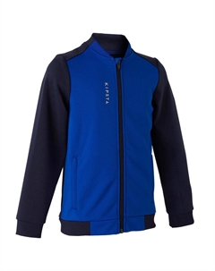 Футбольная куртка на молнии T100 детская синяя Kipsta