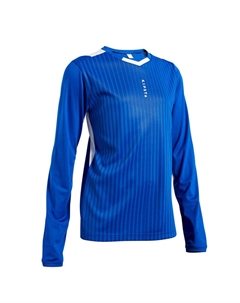 Детская темно-синяя футбольная футболка с длинным рукавом F500 Kipsta