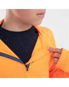 Беговая рубашка с длинными рукавами детская на молнии 1/2 - Теплый 100 оранжевый, цвет orange Kiprun