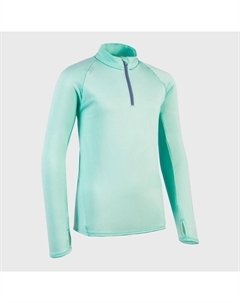 Рубашка для бега детская с длинным рукавом на молнии 1/2 - Теплый 100 зеленый, цвет gruen Kiprun