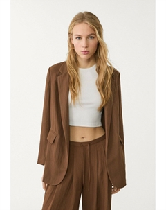 Блейзер CREASED FLOWING REGULAR FIT, темно-коричневый Stradivarius