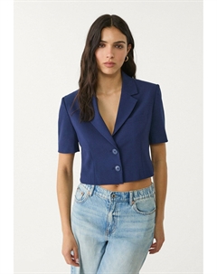 Блейзер CROPPED SHORT SLEEVE, темно-синий Stradivarius