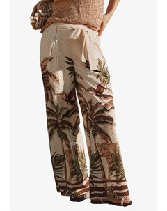 Брюки REGULAR FIT - TIE WAIST EMBROIDERED WIDE LEG, бежевый Next