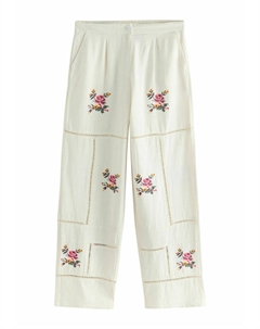 Брюки EMBROIDERED WIDE LEG, белый Next