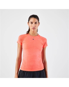 Женская беговая рубашка с короткими рукавами бесшовная - Run 500 Comfort Slim коралловый, цвет blau Kiprun